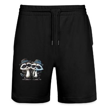 Blues Raccones - Short de jogging bio TRAINER Stanley/Stella unisexe - noir - Devant - Nik (191cm) & Marisol (170cm)