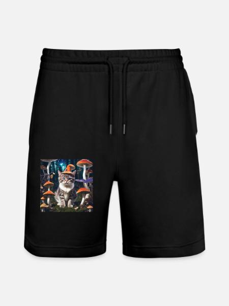 Magics shroom cat - Stanley/Stella Trainer Unisex Organic Jogging Shorts - black