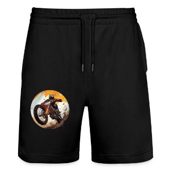 L’action ultime du motocross pour les aventuriers - Short de jogging bio TRAINER Stanley/Stella unisexe - noir - Devant - Nik (191cm) & Marisol (170cm)