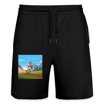 Dirt Bike, Mottocross, Motorbike, Biking - Stanley/Stella Trainer Unisex Organic Jogging Shorts - black - Front - Nik (191cm) & Marisol (170cm)