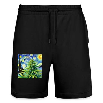 Pflanze im Wind - Stanley/Stella Unisex Bio Joggingshorts Trainer  - Schwarz - Vorne - Nik (191cm) & Marisol (170cm)