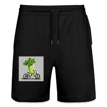 Poireau cycliste - Short de jogging bio TRAINER Stanley/Stella unisexe - noir - Devant - Nik (191cm) & Marisol (170cm)