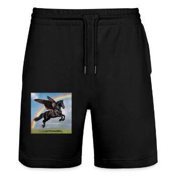 Pégase arc-en-ciel - Short de jogging bio TRAINER Stanley/Stella unisexe - noir - Devant - Nik (191cm) & Marisol (170cm)