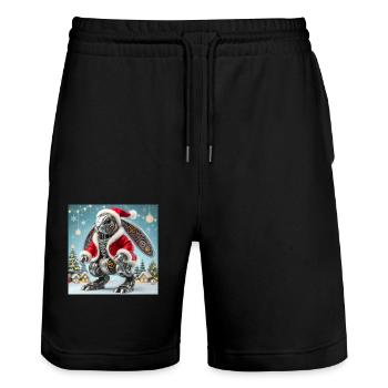 Weihnachtshase - Stanley/Stella Unisex Bio Joggingshorts Trainer  - Schwarz - Vorne - Nik (191cm) & Marisol (170cm)