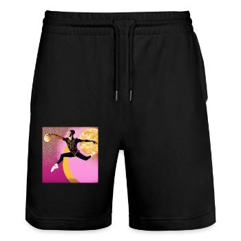 The beauty of movement - Stanley/Stella Trainer Unisex Organic Jogging Shorts - black - Front - Nik (191cm) & Marisol (170cm)