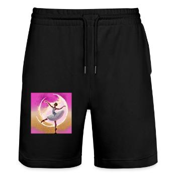 Ideally - Stanley/Stella Trainer Unisex Organic Jogging Shorts - black - Front - Nik (191cm) & Marisol (170cm)