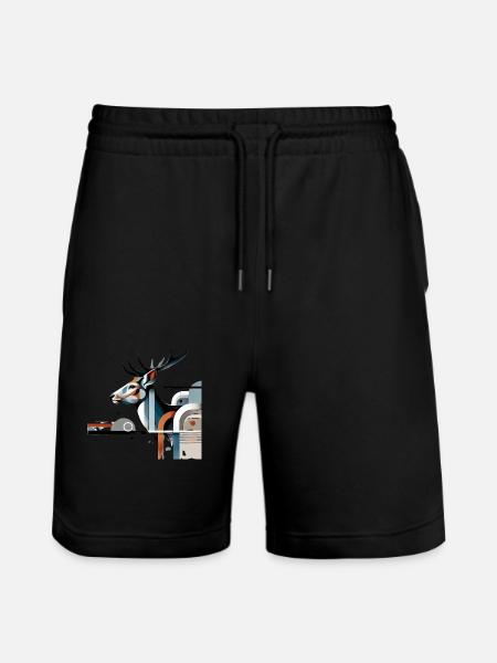 Modern Hirsch Design #1 - Stanley/Stella Unisex Bio Joggingshorts Trainer - Schwarz