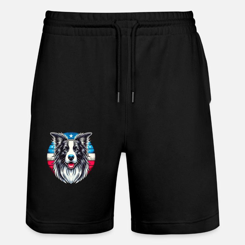 Border Collie - Stanley/Stella Unisex Bio Joggingshorts Trainer  - Schwarz