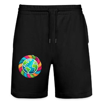 Un monde en paix - Short de jogging bio TRAINER Stanley/Stella unisexe - noir - Devant - Nik (191cm) & Marisol (170cm)