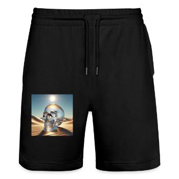 Crystal skull - Stanley/Stella Trainer Unisex Organic Jogging Shorts - black - Front - Nik (191cm) & Marisol (170cm)