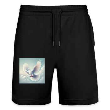 Taube I - Stanley/Stella Unisex Bio Joggingshorts Trainer  - Schwarz - Vorne - Nik (191cm) & Marisol (170cm)