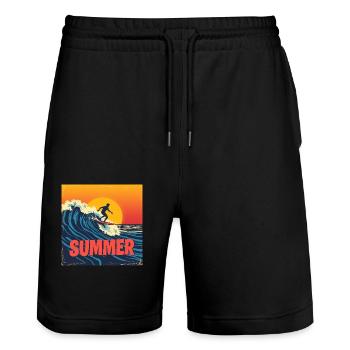 Summer Time - Stanley/Stella Unisex Bio Joggingshorts Trainer  - Schwarz - Vorne - Nik (191cm) & Marisol (170cm)