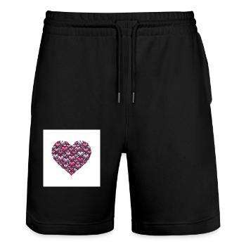 Herz III - Stanley/Stella Unisex Bio Joggingshorts Trainer  - Schwarz - Vorne - Nik (191cm) & Marisol (170cm)