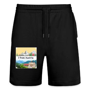 WUNDERSCHÖN ÖSTERREICH - Stanley/Stella Unisex Bio Joggingshorts Trainer  - Schwarz - Vorne - Nik (191cm) & Marisol (170cm)