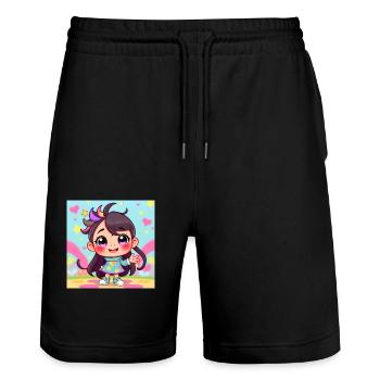 Sweet A - Stanley/Stella Unisex Bio Joggingshorts Trainer  - Schwarz - Vorne - Nik (191cm) & Marisol (170cm)