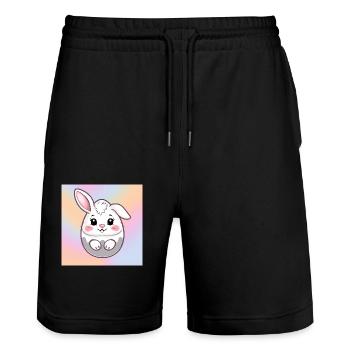 Eierglück mit Hase - Stanley/Stella Unisex Bio Joggingshorts Trainer  - Schwarz - Vorne - Nik (191cm) & Marisol (170cm)