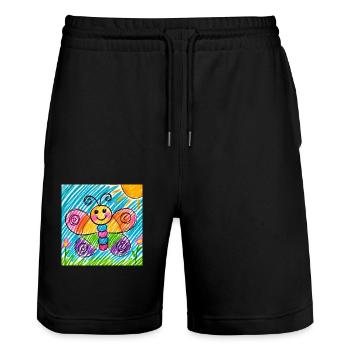 Butterfly - Stanley/Stella Trainer Unisex Organic Jogging Shorts - black - Front - Nik (191cm) & Marisol (170cm)