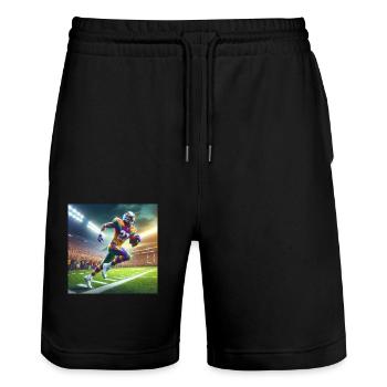 Football für kleine und große . - Stanley/Stella Unisex Bio Joggingshorts Trainer  - Schwarz - Vorne - Nik (191cm) & Marisol (170cm)
