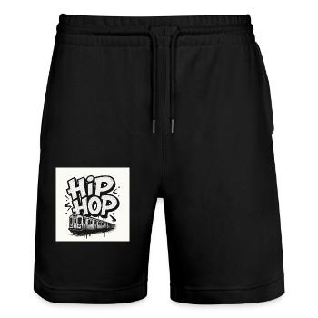 HipHop Lettering with Train - Stanley/Stella Unisex Bio Joggingshorts Trainer  - Schwarz - Vorne - Nik (191cm) & Marisol (170cm)