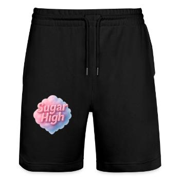 Sugar High - Stanley/Stella Trainer Unisex Organic Jogging Shorts - black - Front - Nik (191cm) & Marisol (170cm)