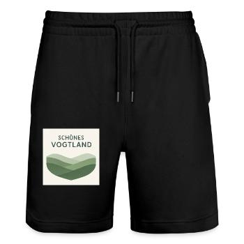 Schönes Vogtland – Naturverbundenes T-Shirt Design - Stanley/Stella Unisex Bio Joggingshorts Trainer  - Schwarz - Vorne - Nik (191cm) & Marisol (170cm)