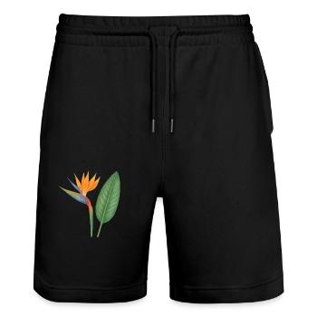 Strelitzia – fleurs exotiques - Short de jogging bio TRAINER Stanley/Stella unisexe - noir - Devant - Nik (191cm) & Marisol (170cm)