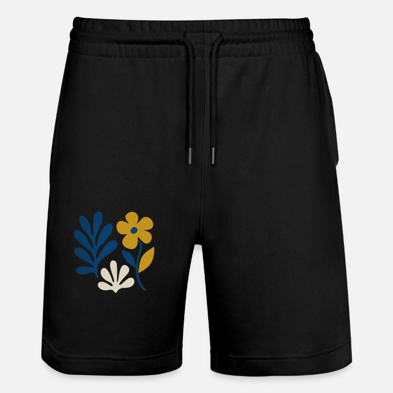Florale Komposition – Blau & Senf - Stanley/Stella Unisex Bio Joggingshorts Trainer  - Schwarz