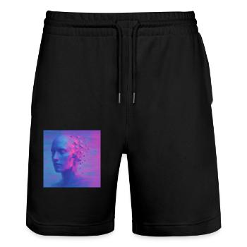Futuristischer Kopf im Digital Stil - Stanley/Stella Unisex Bio Joggingshorts Trainer  - Schwarz - Vorne - Nik (191cm) & Marisol (170cm)