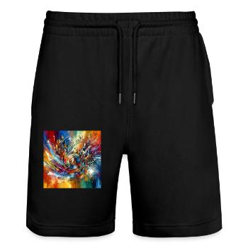 Explosion de Couleurs Abstraites - Short de jogging bio TRAINER Stanley/Stella unisexe - noir - Devant - Nik (191cm) & Marisol (170cm)