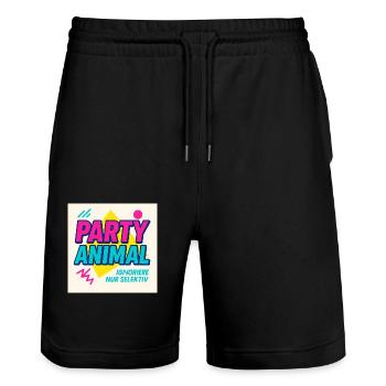 Party Anima.l– Neon Beat Edition - Stanley/Stella Unisex Bio Joggingshorts Trainer  - Schwarz - Vorne - Nik (191cm) & Marisol (170cm)