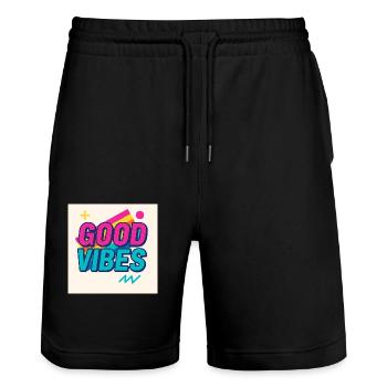 Good Vibe.s – Classic Feel - Stanley/Stella Unisex Bio Joggingshorts Trainer  - Schwarz - Vorne - Nik (191cm) & Marisol (170cm)