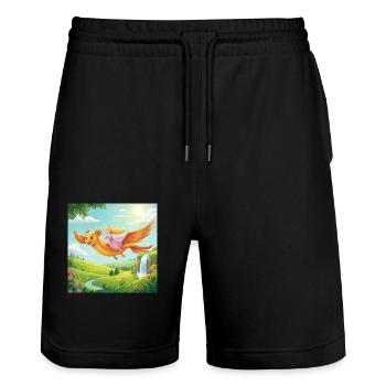 Voyage imaginatif du dragon - Short de jogging bio TRAINER Stanley/Stella unisexe - noir - Devant - Nik (191cm) & Marisol (170cm)