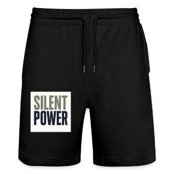 Silent Power – Die stille Kraft - Stanley/Stella Unisex Bio Joggingshorts Trainer  - Schwarz - Vorne - Nik (191cm) & Marisol (170cm)