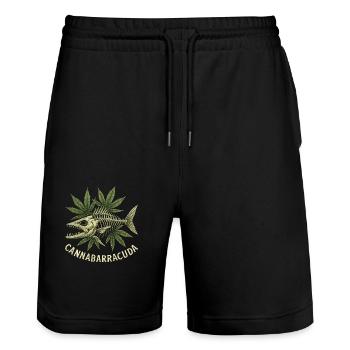 Cannabarracuda - Stanley/Stella Unisex Bio Joggingshorts Trainer  - Schwarz - Vorne - Nik (191cm) & Marisol (170cm)