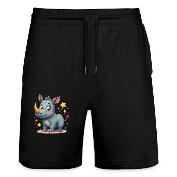 Rhino Design - Stanley/Stella Trainer Unisex Organic Jogging Shorts - black - Front - Nik (191cm) & Marisol (170cm)
