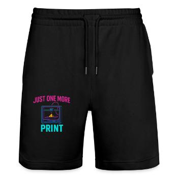 Just One More Print – Nerdiges Maker Motiv - Stanley/Stella Unisex Bio Joggingshorts Trainer  - Schwarz - Vorne - Nik (191cm) & Marisol (170cm)