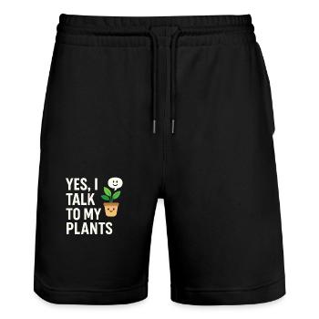 Yes, I Talk to My Plants – Urban Gardening - Stanley/Stella Unisex Bio Joggingshorts Trainer  - Schwarz - Vorne - Nik (191cm) & Marisol (170cm)
