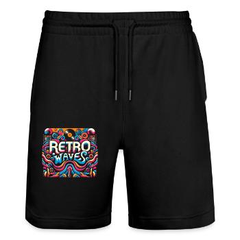 Esthétique Retro Waves - Short de jogging bio TRAINER Stanley/Stella unisexe - noir - Devant - Nik (191cm) & Marisol (170cm)