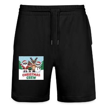 CHRISTMAS CREW - Stanley/Stella Trainer Unisex Organic Jogging Shorts - black - Front - Nik (191cm) & Marisol (170cm)