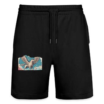 Pegasus mit Vögeln - Stanley/Stella Unisex Bio Joggingshorts Trainer  - Schwarz - Vorne - Nik (191cm) & Marisol (170cm)