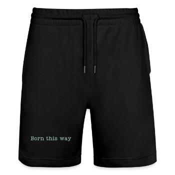 BORN THIS WAY - Sei einfach du selbst und lebe es! - Stanley/Stella Unisex Bio Joggingshorts Trainer  - Schwarz - Vorne - Nik (191cm) & Marisol (170cm)
