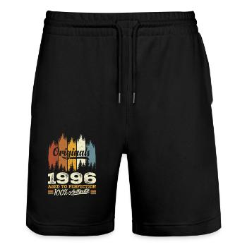 1996 Vintage Original 1996 Birthday Gift - Stanley/Stella Trainer Unisex Organic Jogging Shorts - black - Front - Nik (191cm) & Marisol (170cm)