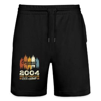 2004 Vintage Original 2004 Geburtstagsgeschenk - Stanley/Stella Unisex Bio Joggingshorts Trainer  - Schwarz - Vorne - Nik (191cm) & Marisol (170cm)