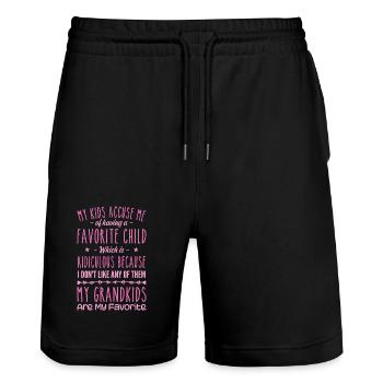 Meine Enkelkinder sind meine Lieblingsgroßmutter Oma - Stanley/Stella Unisex Bio Joggingshorts Trainer  - Schwarz - Vorne - Nik (191cm) & Marisol (170cm)