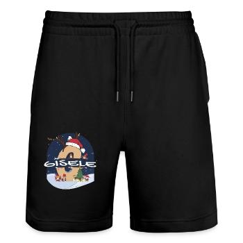 Génial Gisele nom w chapeau de père Noël dans le thème de Noël - Short de jogging bio TRAINER Stanley/Stella unisexe - noir - Devant - Nik (191cm) & Marisol (170cm)