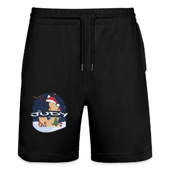 Génial Judy nom w chapeau de père Noël dans le thème de Noël - Short de jogging bio TRAINER Stanley/Stella unisexe - noir - Devant - Nik (191cm) & Marisol (170cm)