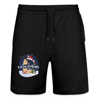 Génial Louise nom w chapeau de père Noël dans le thème de Noël - Short de jogging bio TRAINER Stanley/Stella unisexe - noir - Devant - Nik (191cm) & Marisol (170cm)