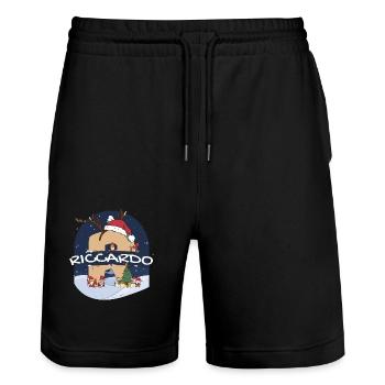 Génial nom de Riccardo w chapeau de père Noël dans le thème de Noël - Short de jogging bio TRAINER Stanley/Stella unisexe - noir - Devant - Nik (191cm) & Marisol (170cm)