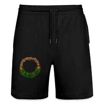 Jesus ist König und der Grund für die Jahreszeit - Stanley/Stella Unisex Bio Joggingshorts Trainer  - Schwarz - Vorne - Nik (191cm) & Marisol (170cm)