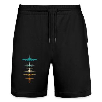 Airplanes Silhouette for Pilot, Flight Instructor - Stanley/Stella Trainer Unisex Organic Jogging Shorts - black - Front - Nik (191cm) & Marisol (170cm)
